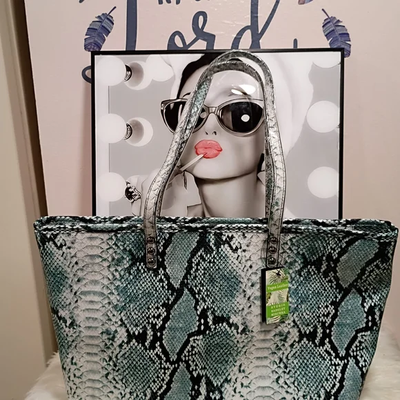 Badgley Mischka Vibrant Snake Print Tote - Picture 7 of 7